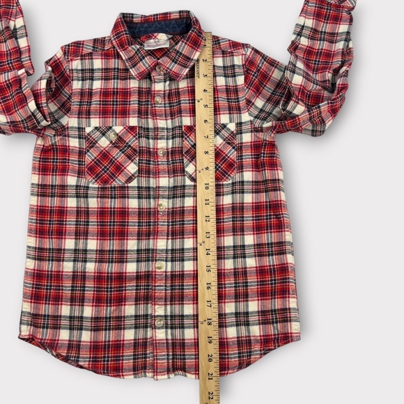 Hanna Andersson Plaid Flannel Button Up Shirt Kids Boy Girl Youth Sz 8 Christmas - Picture 8 of 8